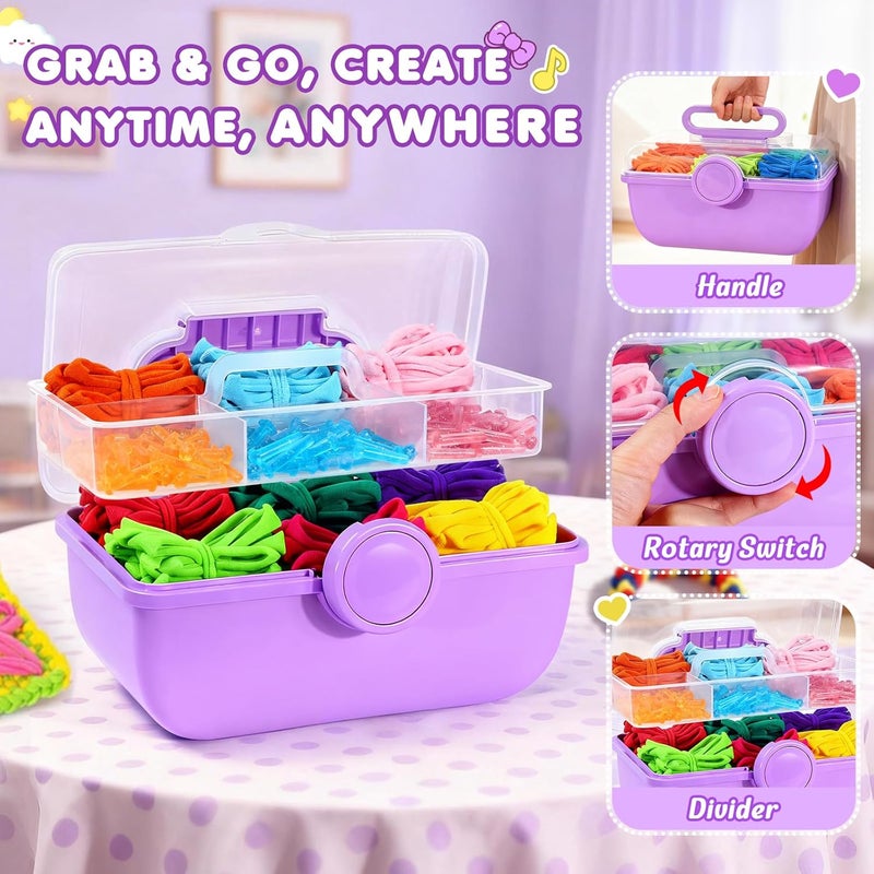 DoubleCare 478 Pcs Weaving Loom Kit with Portable Case, Perfect for Making Handbags, Potholder Maker, Bracelet for DIY Crafters & Makers, Complete Craft Kit with Hooks, Gift for Christmas, Birthday, Purple - Image 5